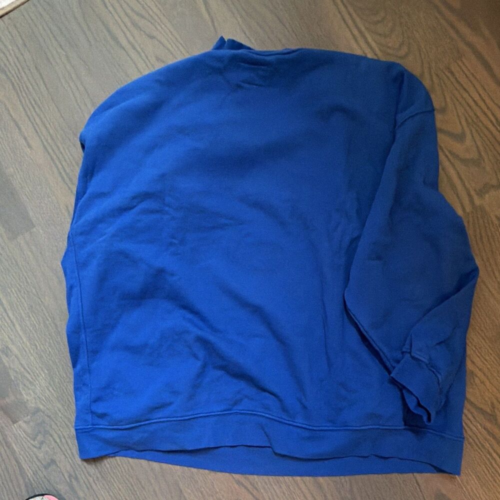 DAILY DRILLS Blue Fleece Graphic Logo Crewneck Pullover Sweatshirt Beach Large/X - Picture 7 of 7